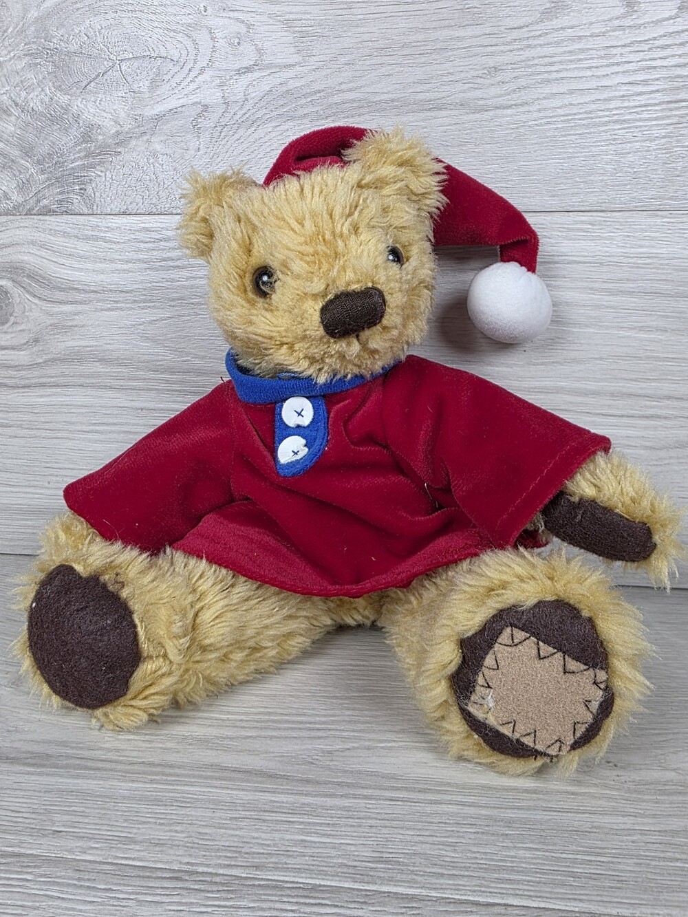 Vtg Teddy Tum Christmas Teddy Plush Bear in Red Outfit Pjs SU64